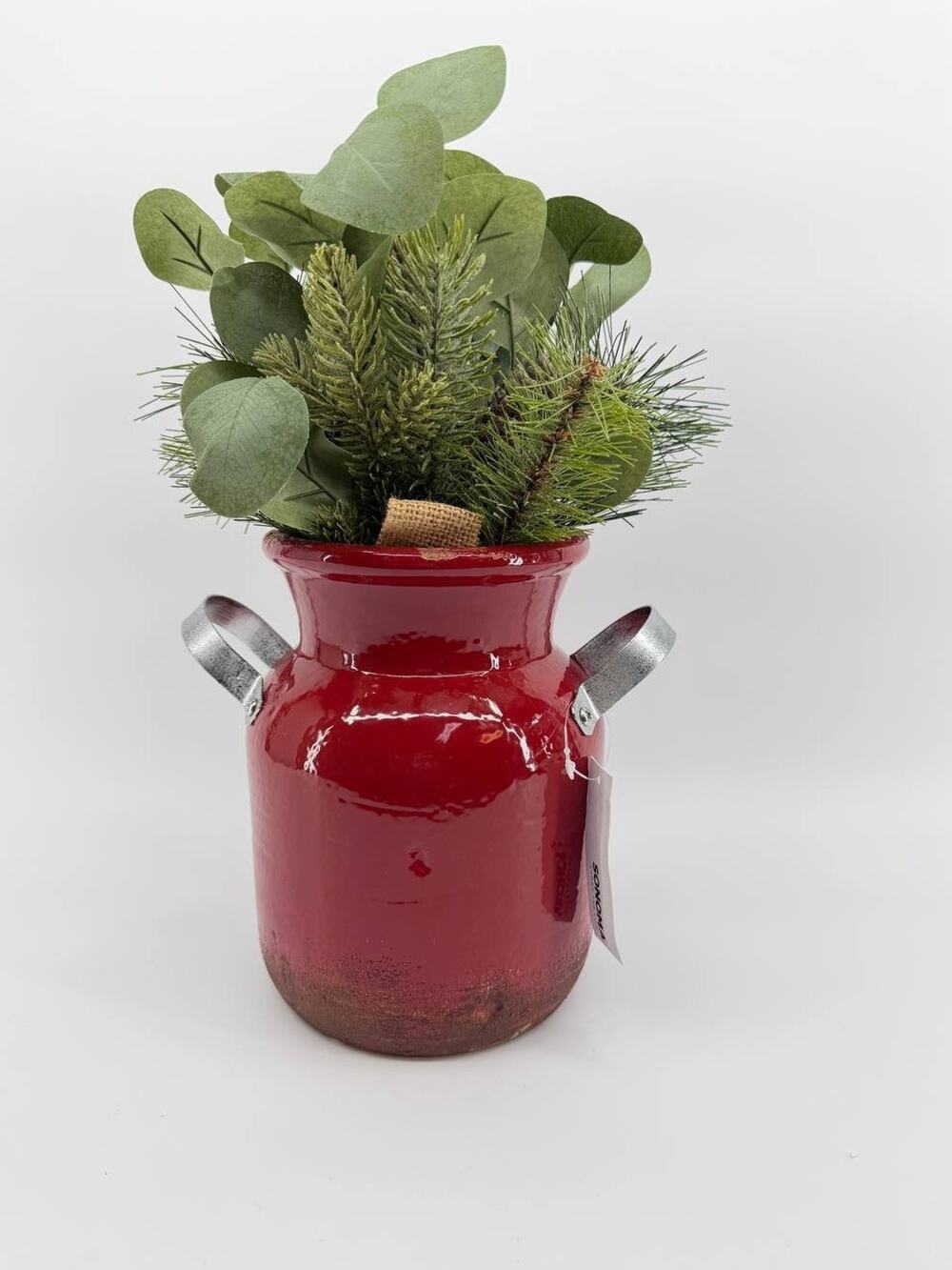 Sonoma Red Metal Vase Faux Plant Holiday Botanicals Decor 4.46lb